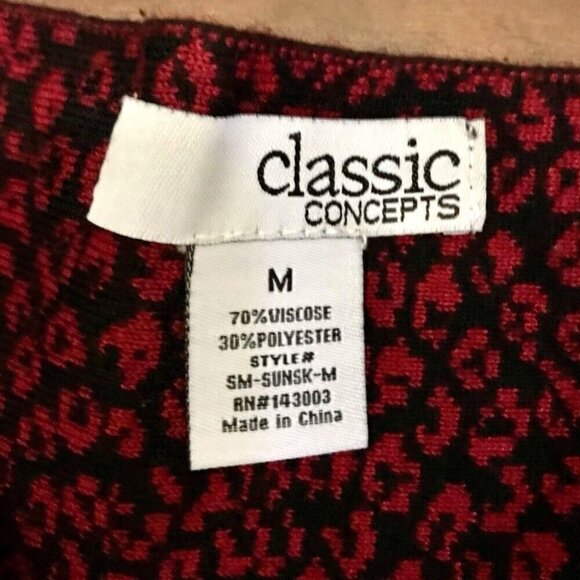 Vintage Classic Concepts‎ Women's Red Cheetah Print Knit Skater Skirt Size M Y2K - Picture 4 of 7
